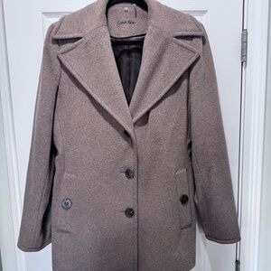 Women's Calvin Klein Single-Breasted Wool Blend Coat